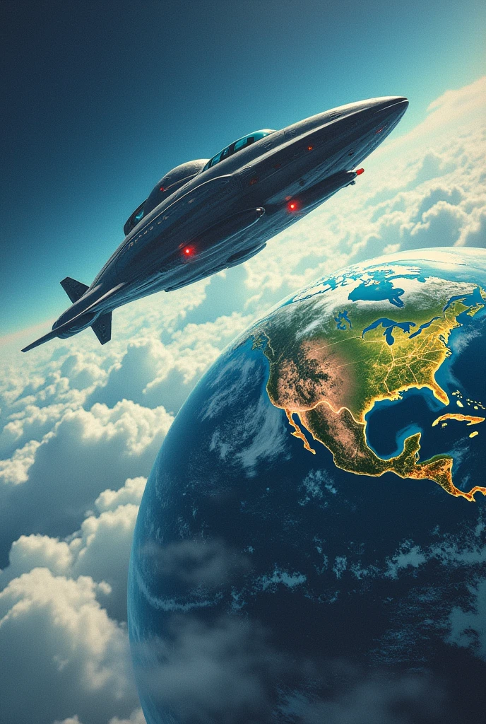 Impact of globalization on the environment, Drawing of the planet Earth with an alien ship hovering around
