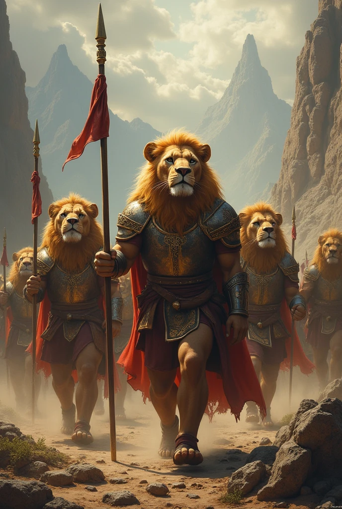Lion-headed human army