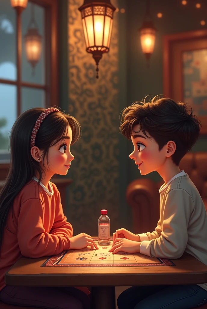 the girl and boy are meeting at turkish 101 okey game