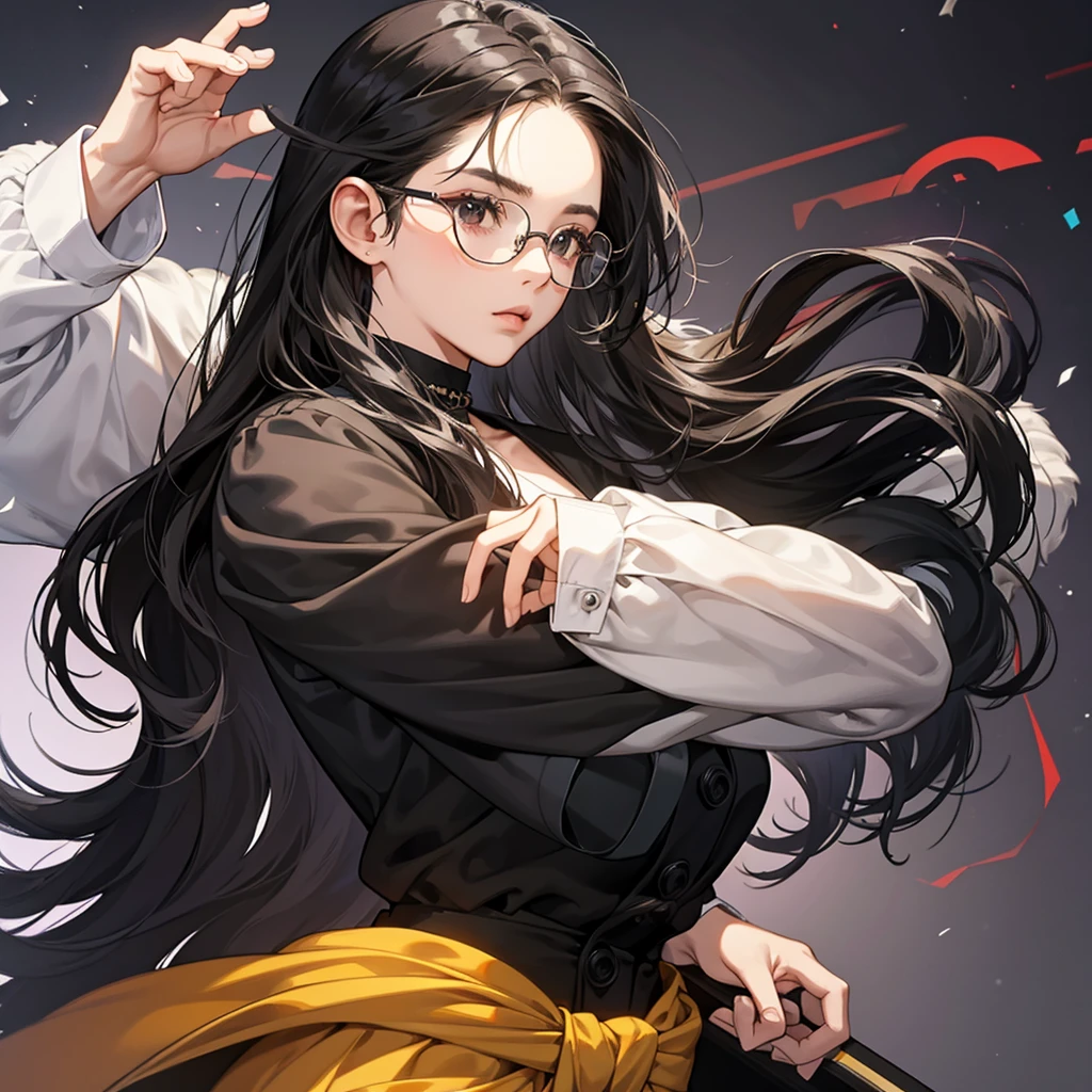Female - Teen - Average height - Black, slightly wavy hair, has parted bangs - large black glasses - Bolivian ethnicity - oversized clothes - stylish poses