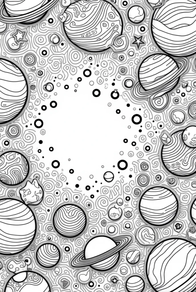 Images of space so that children can color it in white with a black outline so that it can be colored later
