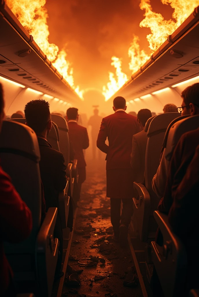 People inside the plane on fire