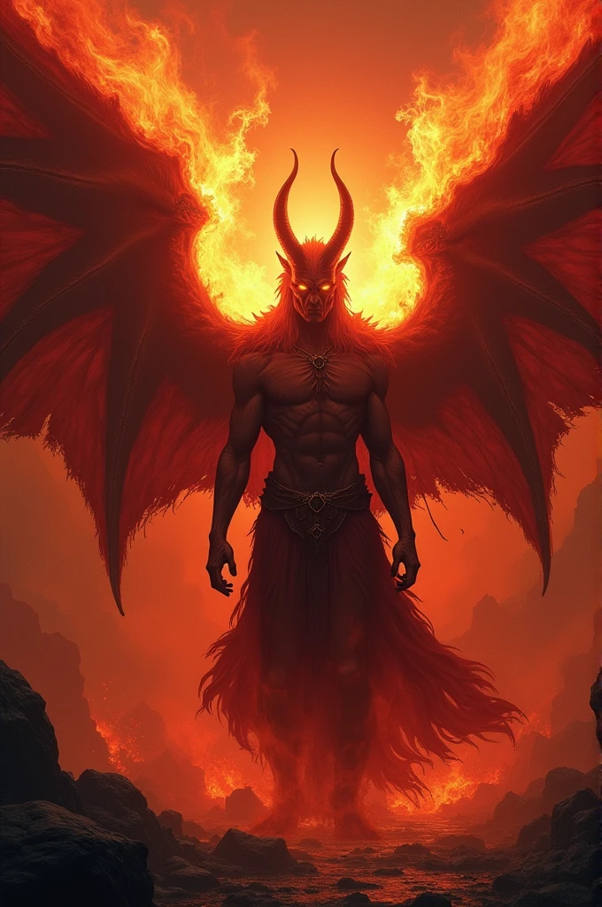 Make an illustrative image of Lucifer in a choir of demons in Hell.
