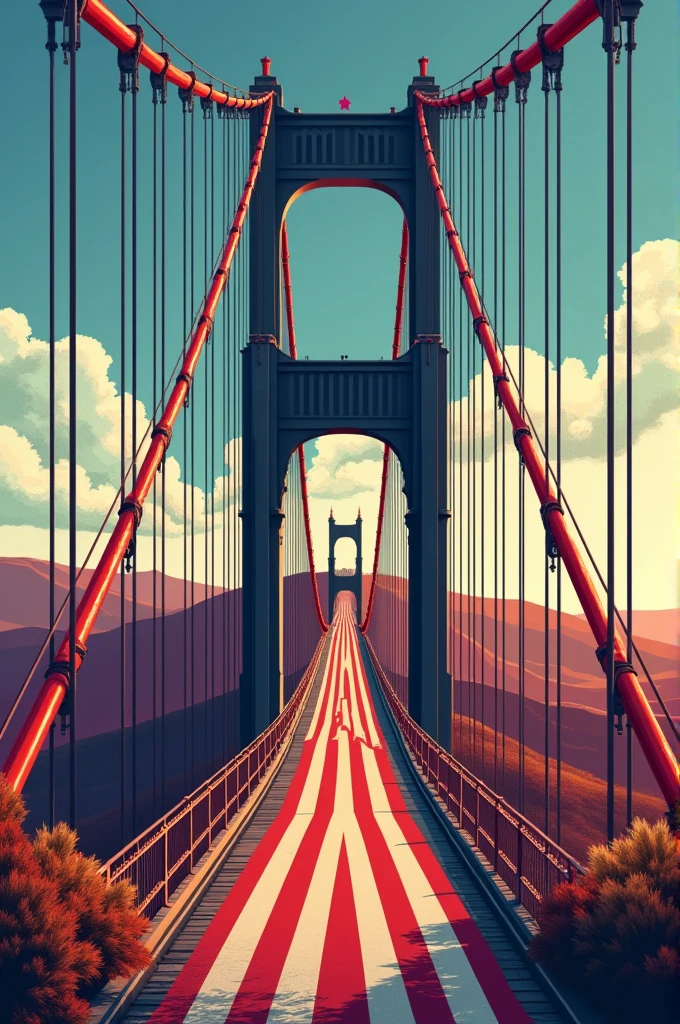 Flag with the Santa Fe suspension bridge