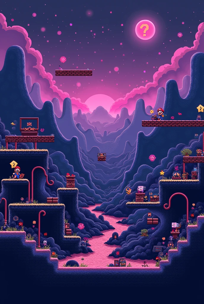 For an XL mousepad. With dark and purple tones. The dimensions are 90cm x 90cm.  Let it be from the original map of the Super Mario Bros game. More creative and with more things

