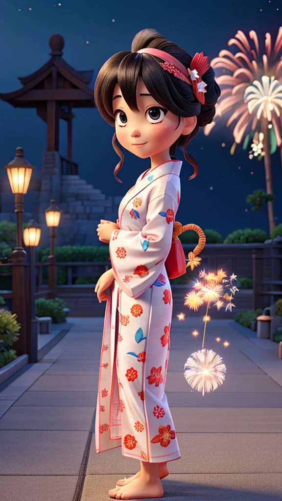 firework summer yukata transparent Disney style Gentle feeling