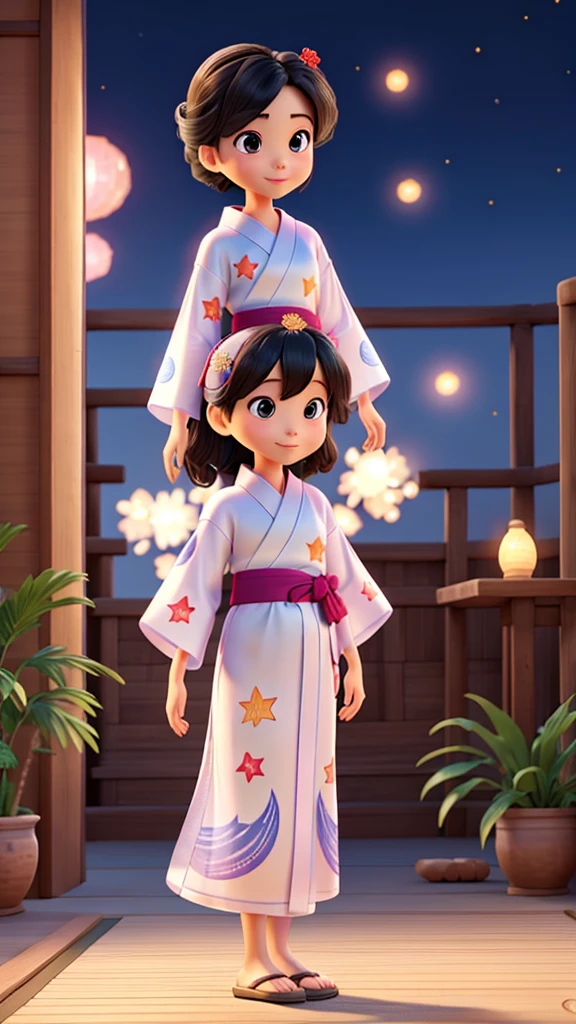 firework summer yukata transparent Disney style Gentle feeling