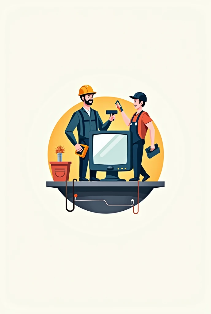 brand logo, com PC, of construction, reforma, electrician, plumber and plasterer