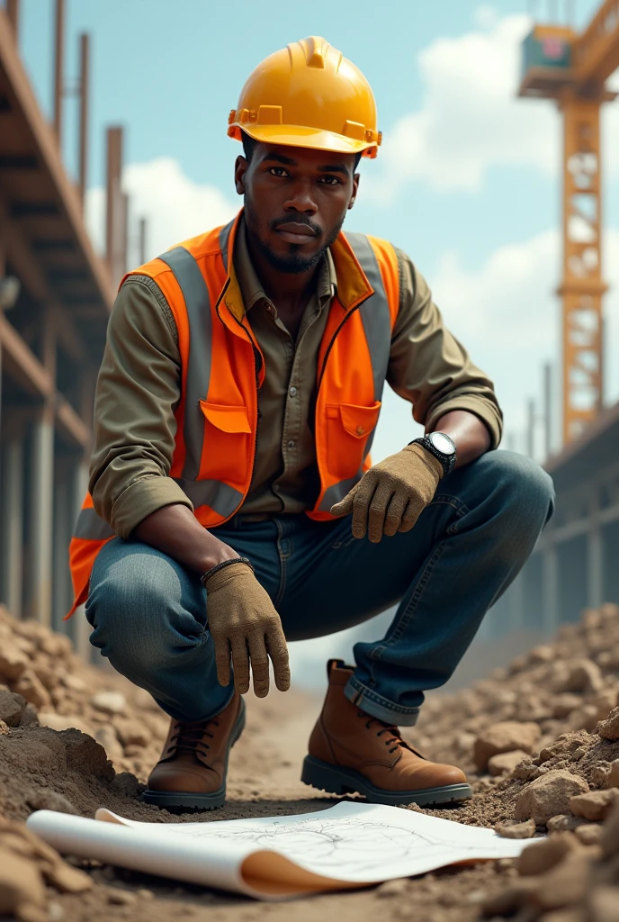 Personne black classe entrain de faire du génie civil
