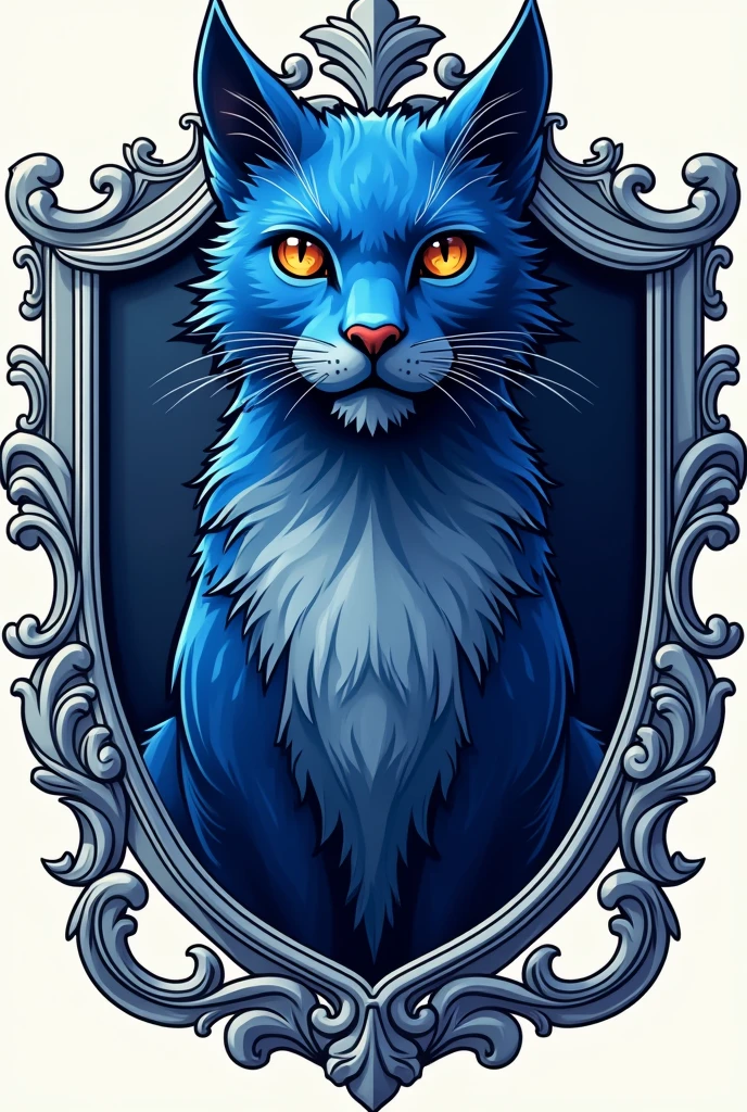 Create a coat of arms with the letters , " Bluecatbr " in high quality , for a motivational profile crie um cat como símbolo épico o menhor único