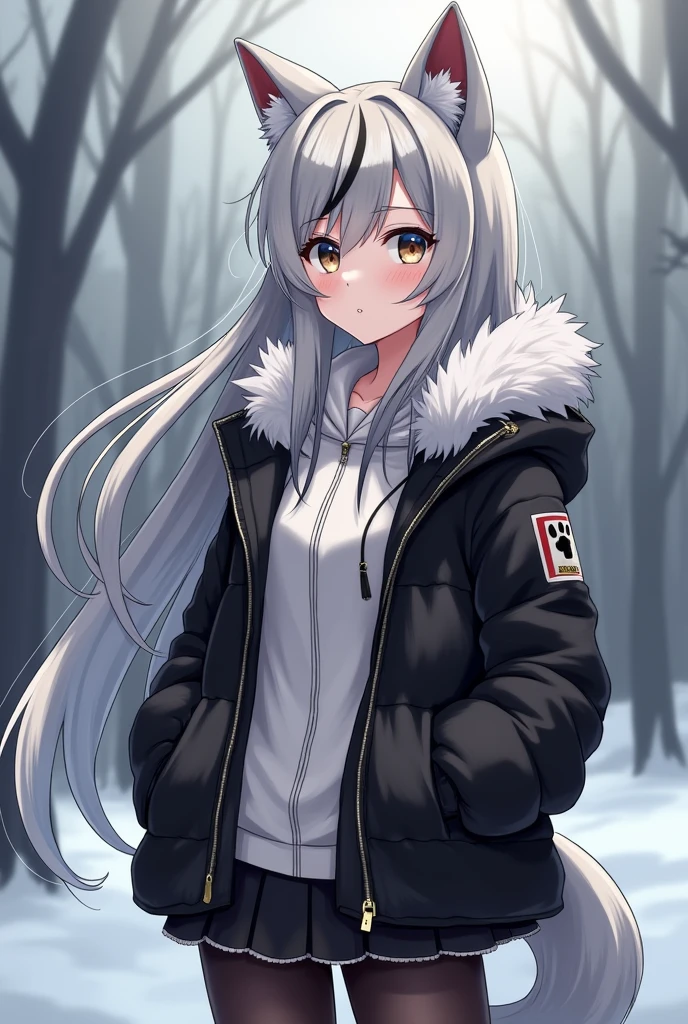 Wolf furry anime black white outfit