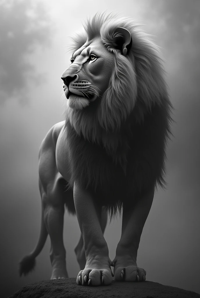 Grayscale lion design