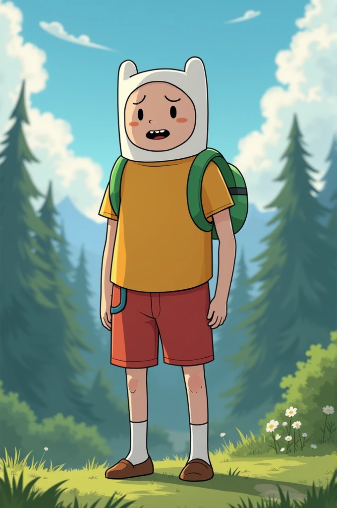 Make a realistic image like the real life of the character Finn, The Human, from Adventure Time.