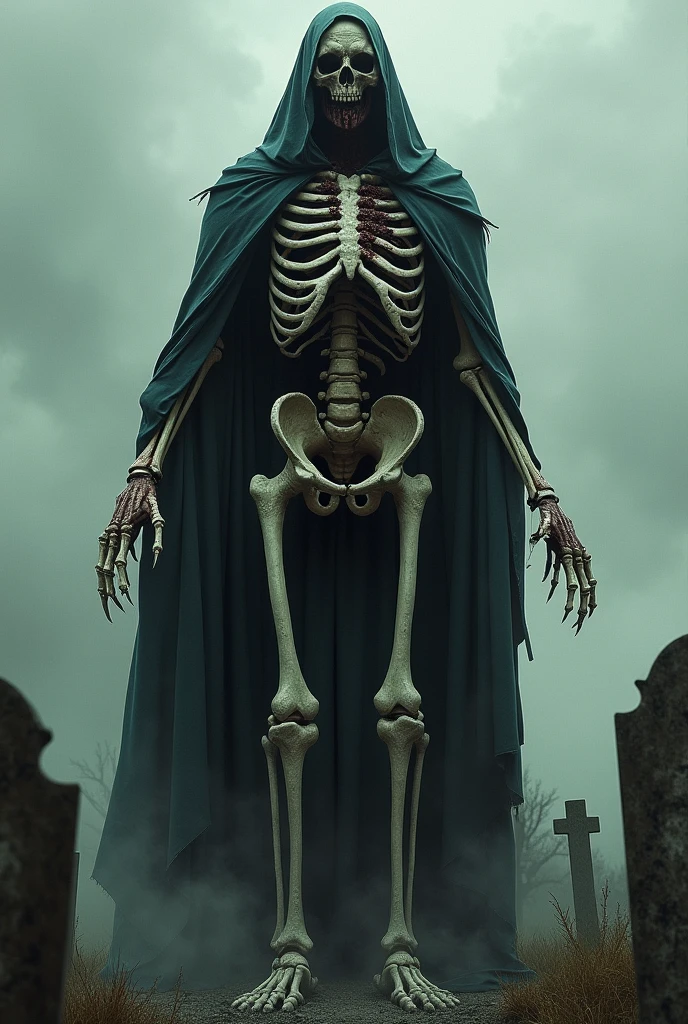 A tall man, wearing cape, part of the body skeleton and the other rotten flesh, your fingers are claws, and I live in the cemetery 