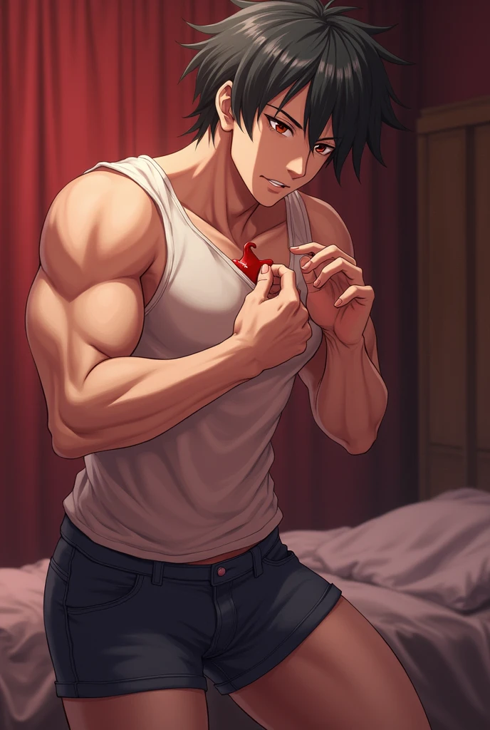 Anime man taking out his penis