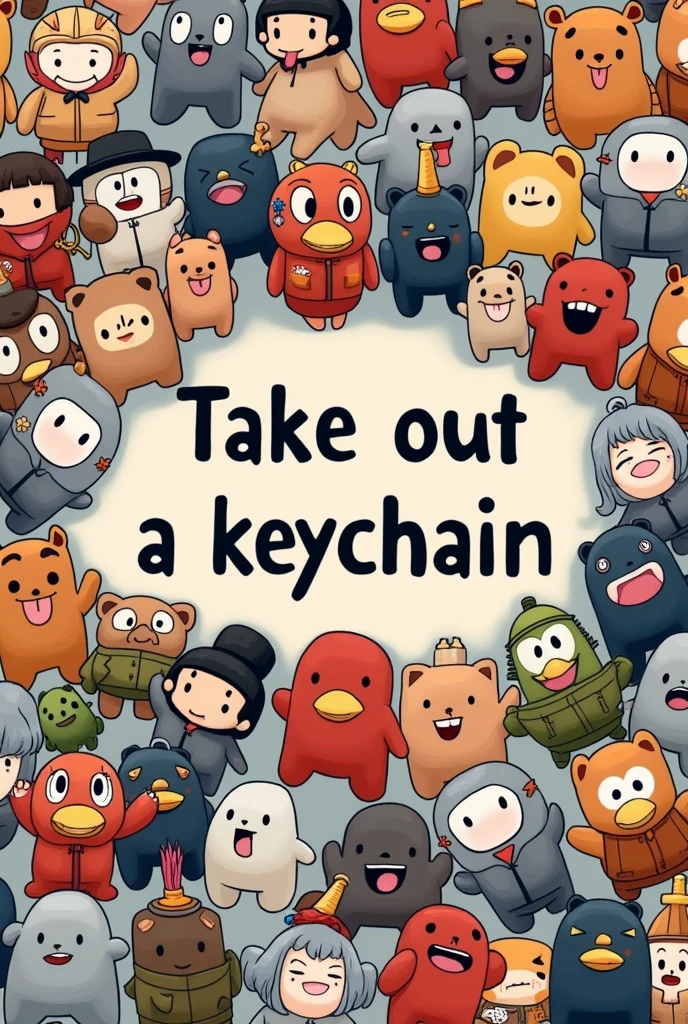image for tik tok profile about keychain collection. In the center should be written "Take out a keychain"
