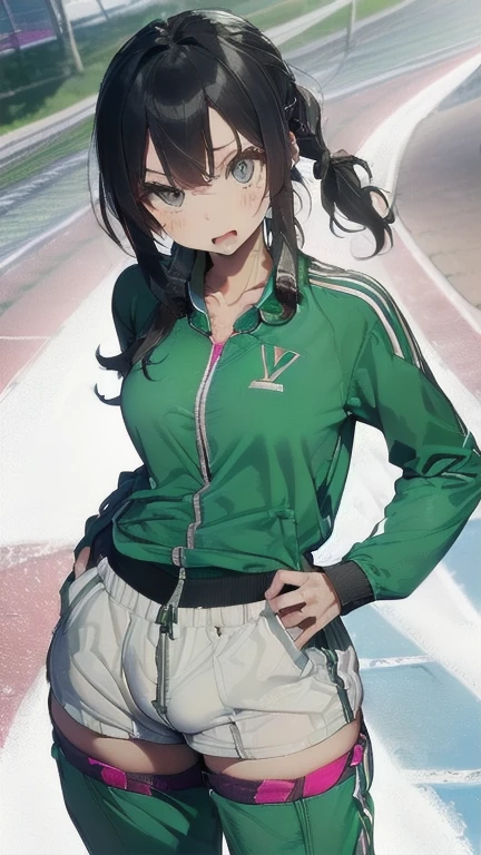 (must be follow these prompts:2.2),masterpiece,best quality,extremely detailed,(in her clothing:3.5),(in her track suit clothing:3.6),(adorable expression:2.6),(usual face:2.6),(childish face:2.4),(displayed one girl on single picture:2.6),(black hair:2.1),(A bright high school girl with a very innocent impression practicing in an unfashionable jersey.:2.6),(The high school girl is a highly anticipated athlete.:2.5),(The high school girl looks very cute, but she wears her semen-soaked tracksuit jacket and pants until they dry out and become shiny.:1.4),(The tracksuit pants worn by the high school girl have a bulge around the pubic mound.:1.8),(The lower half of the high school girl's body, clad in her jersey, was covered in slimy secretions that had been produced during her multiple sexual orgasms.:1.3),(The female high school student was wearing a jersey that had been ejaculated into a long time ago, and the semen that had soaked into it had turned amber in color.々Stands out in:1.6),(libidonous tumultus are happened on her mind:1.7),(The crotch area of the high school girl's jersey smells bad because of sweat and love juice.:1.6),(The high school girl has a very cute face and is very .:2.6),(Lewd love juices are dripping down the inner thighs of the high school girl's tracksuit pants.:1.9),(The breasts of the high school girl covered by her jersey are bulging out due to her strong lust.:2.8),(men's elected twangers were inserted her to the depth:2.3),(A high school girl with a round, stinky crotch:2.3),(she was already stroked up to the depth intervaginal sensuous spot:1.8),(notably buldged up her inner labia majora:2.9),(A young, shy moan:1.5),(having big breasts in her clothing:2.8),(A high school girl with an innocent impression practicing in a club activity:2.3),(The high school girl is short but has a slightly plump body.:2.1),(The crotch area of his tracksuit pants has become discolored due to love juice soaking in.:2.1),(The high school girl let her love juices drip from her pussy, hidden under her pants.:2.1),(The high school girl's tracksuit pants, which tightly hug her plump thighs, are smelly and damp.:2.0),(The high school girl endures the sloppy mess by keeping her tracksuit pants on.:2.1),(A high school girl who always holds her crotch over her pants:2.1),(A moan filled with childish embarrassment:1.5),(The breasts and nipples of the high school girl covered by her jersey are bulging with lust.:2.6),(The high school girl is practicing seriously.:2.5),(The high school girl's legs are short and thick.:2.2),(she looks like japanese idol:2.3),(The high school girl's jersey is made of a durable material that will never tear.:3.3),(Her breasts are completely hidden under her jersey:2.9),(she looks like a ta:2.0),(All of this happened to the high school girl herself, not anyone else.:3.5),(Make sure to depict the face:5.3),(Calm expression:4.3),(Innocent face:3),(The film depicts just one high school girl.:3.3),(The only characters are the high school girls.:4.2),(Portrait Style:5)