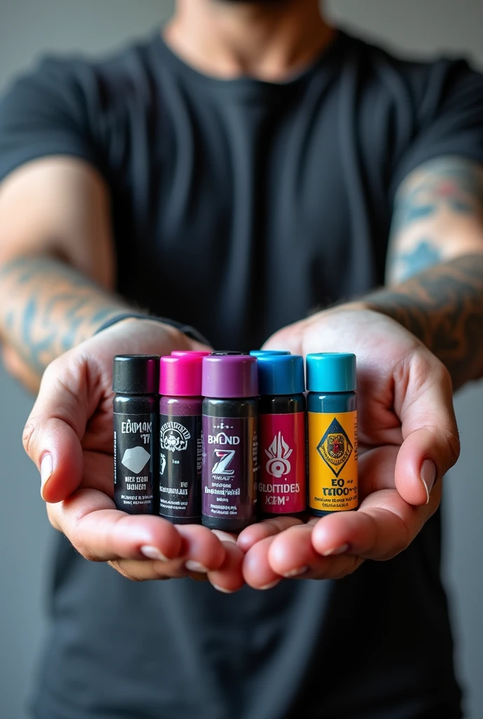 A person showing real brand tattoo cartridges in 3D