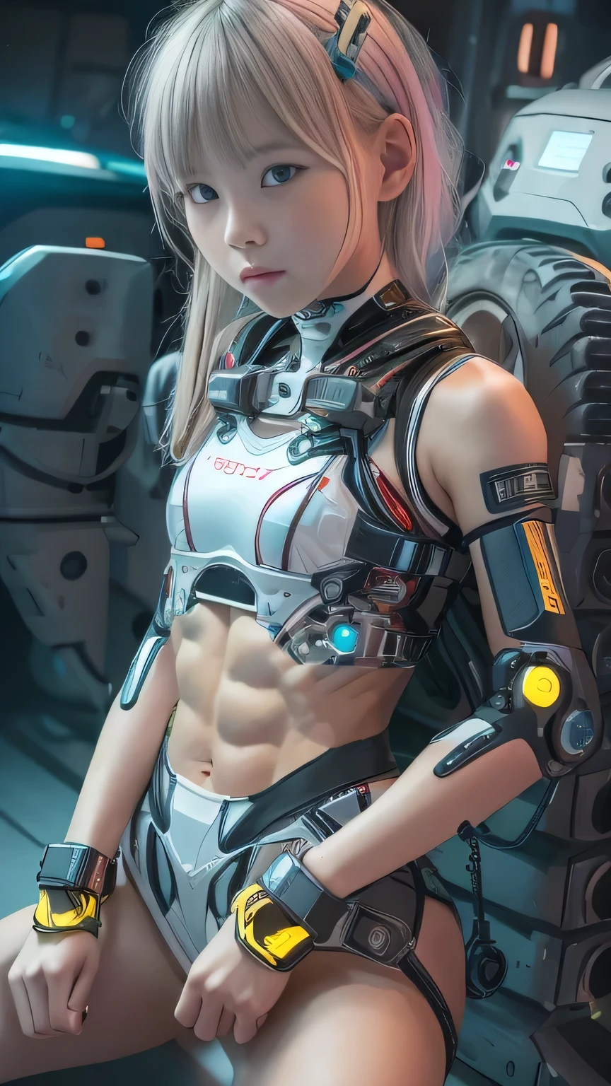 girl with sixpack, well-formed and well-defined sixpack abs