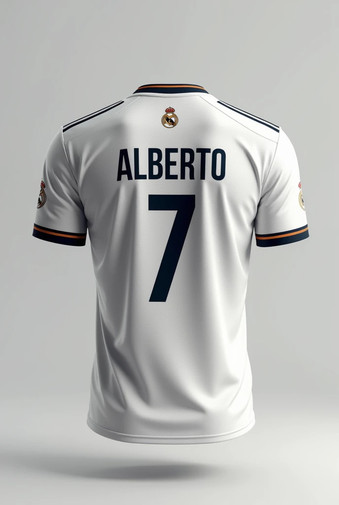 Real Madrid shirt with the number 7 and with the Champions League with Alberto's name