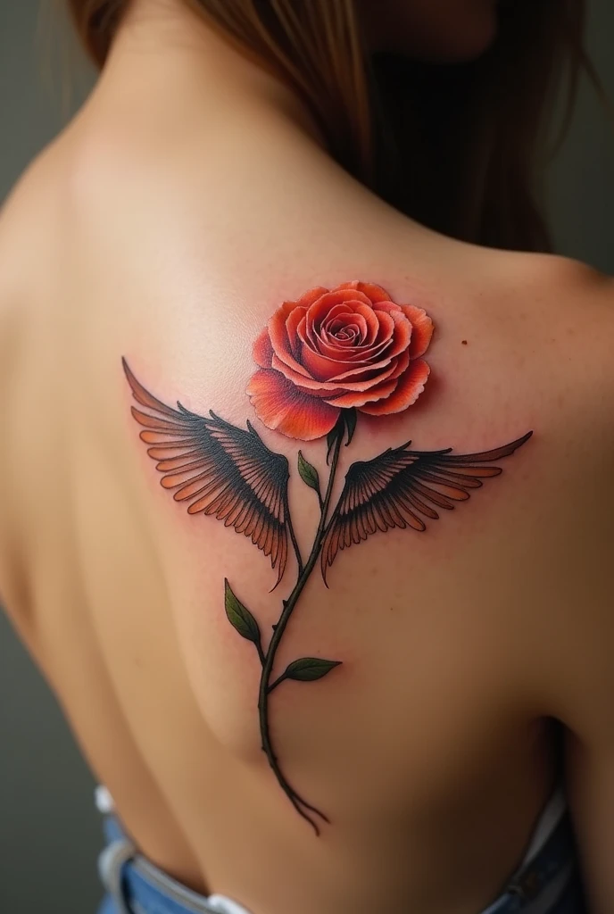 A rose tattoo with wings
