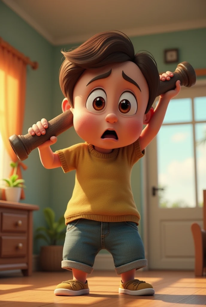 An animated character is lifting something heavy incorrectly
