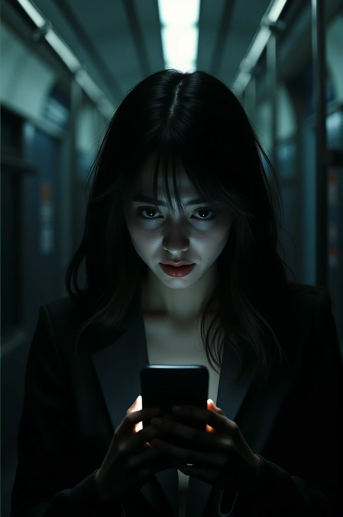 Suddenly, the lights went out, plunging the carriage into darkness. Mia’s heart raced as she fumbled for her phone, the small screen illuminating her terrified face. But before she could make a call, the train screeched to a halt, throwing her off balance.