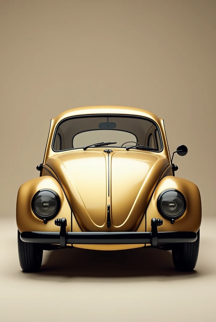 Create a 1962 Beetle in brushed gold color with black bumper trim and round hubcap
