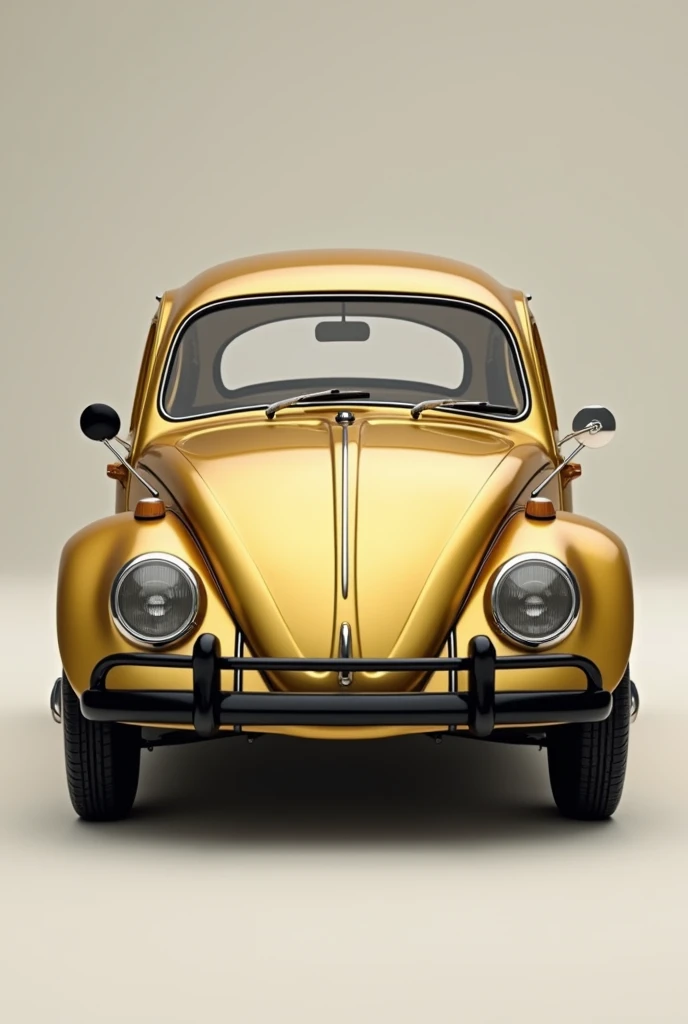Create a 1962 Beetle in brushed gold color with black bumper trim and round hubcap
