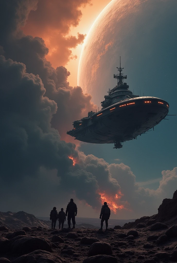 (The ship successfully navigates the storm, and the colonists are seen on a planet surrounded by security while the Advent ship floats in space with its mission accomplished.