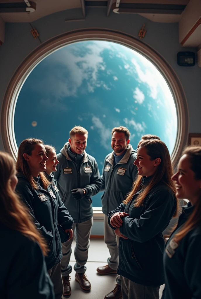 (The team celebrates with smiles as the ship moves away from the planet and returns to quiet space..)