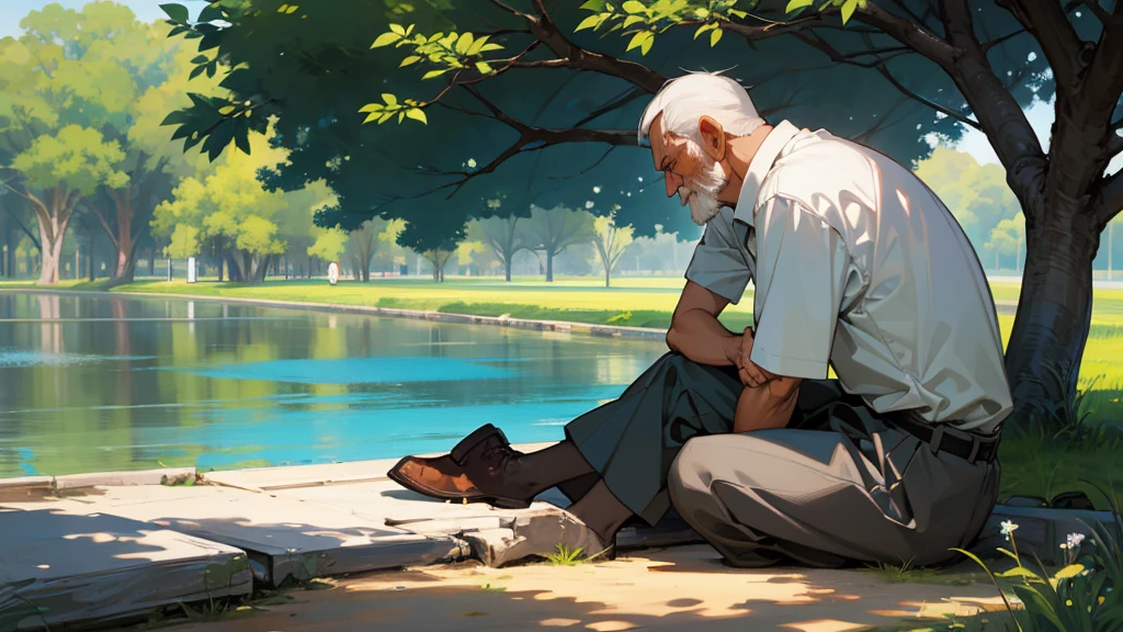 Side the River and under the tree a old man advice to a  boy