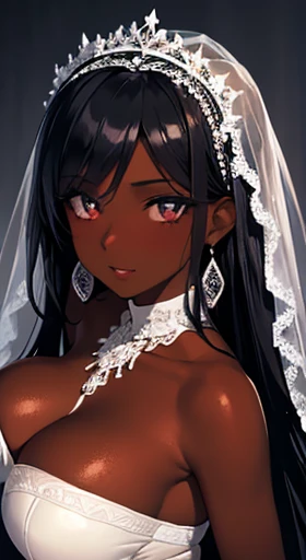 super high quality, Highest quality, High resolution, 1 female, alone, Woman with Dark Skin, Black Hair, Dark Skin, Big Breasts, Sensual, wedding dress costume, wedding, Portraiture, jewelry, Lips parted, Dark Eyes, Earrings, Looking for a viewer, Park Background, Huge breasts, Small sample, Sensual, Olive skin, Dark Skin, wallpaper, Beautiful sexy bride, Dark Eyes, Beautiful Eyes, Beautiful Eyes, perfect Portraiture, Everything around her is perfect, the Perfect Bride, Beautiful Goddess, Perfect Bride, with an exuberant dress worthy of a Perfect Bride