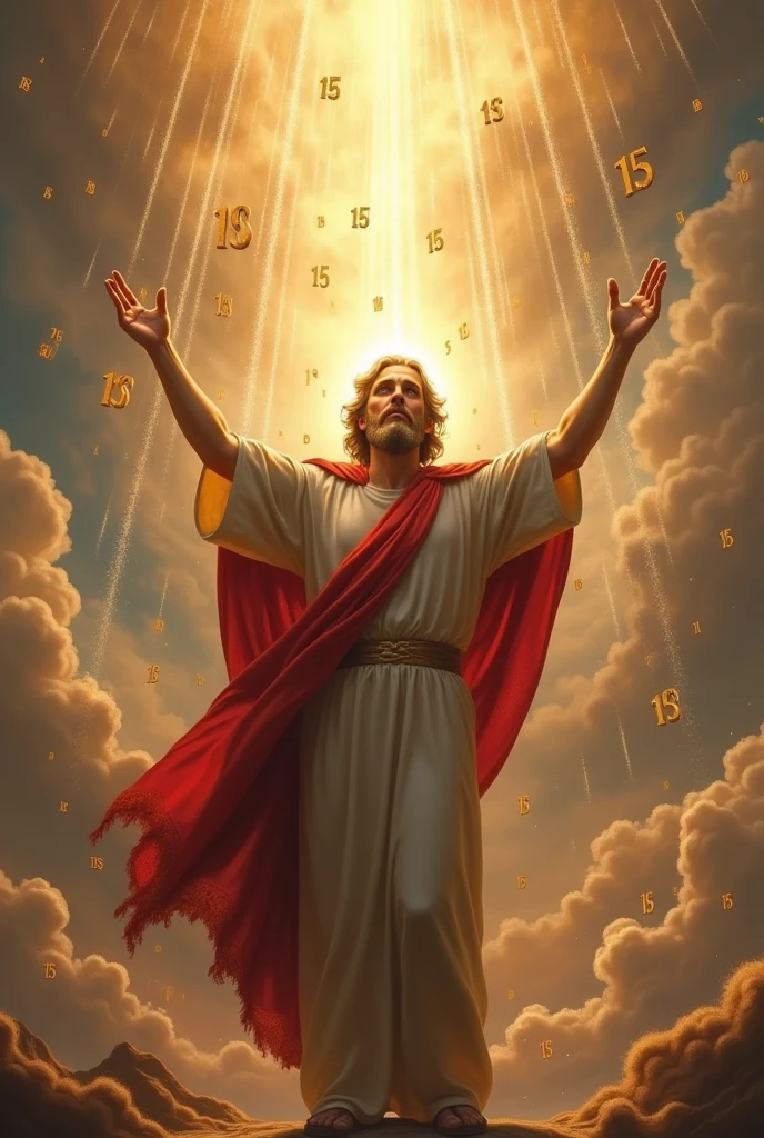 Saint Peter making it rain several number 15s