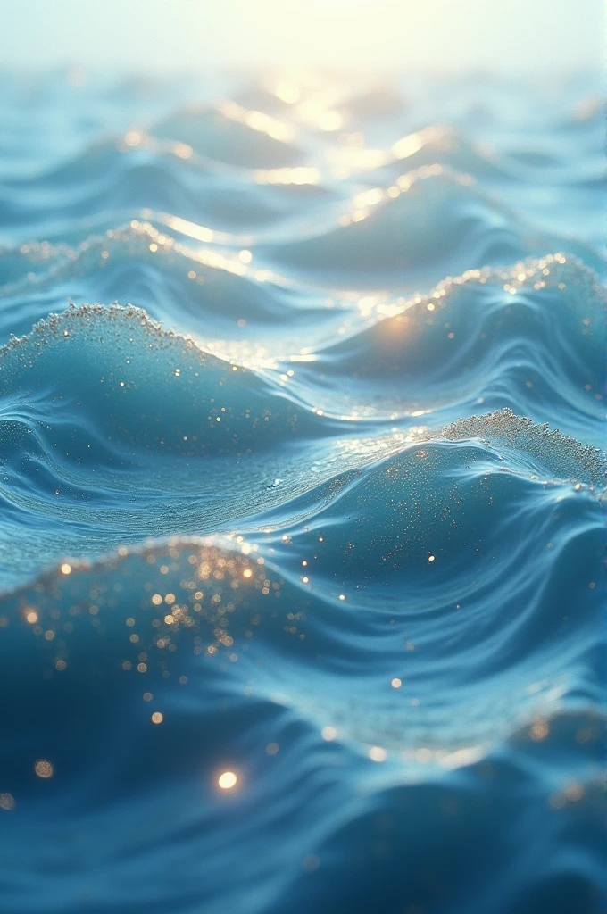 Abstract ocean-inspired texture with various shades of blue blending together. Soft, wavy patterns suggesting calm seas. Subtle hints of warm golden tones blended in, reminiscent of treasure. Slightly blurred effect to avoid sharp details.