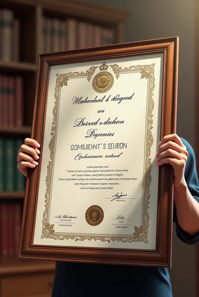 I want a copy of a diploma in computer science with the name Mahamat hassane ourdi Bachelor degree at school EGIS