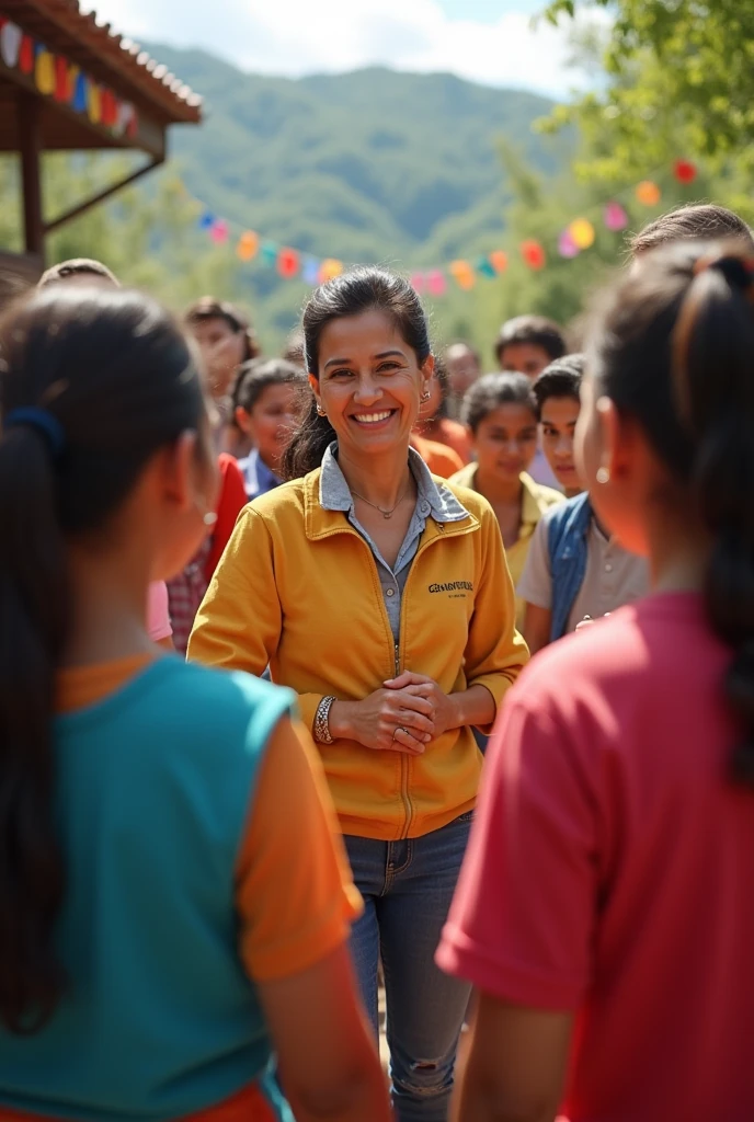 Image of the governor of the Cauca Valley, colombia, Dr. Dilian Francisca Toro Torres with young people around her celebrating Youth Day