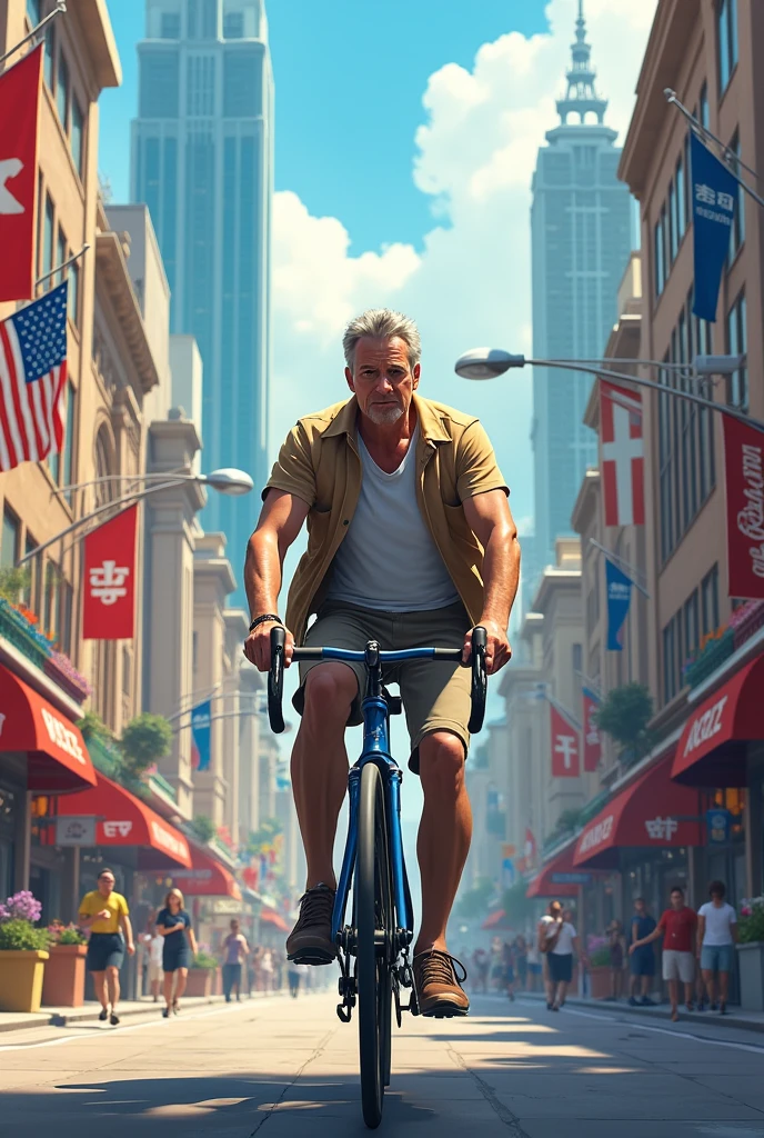 man riding a bike