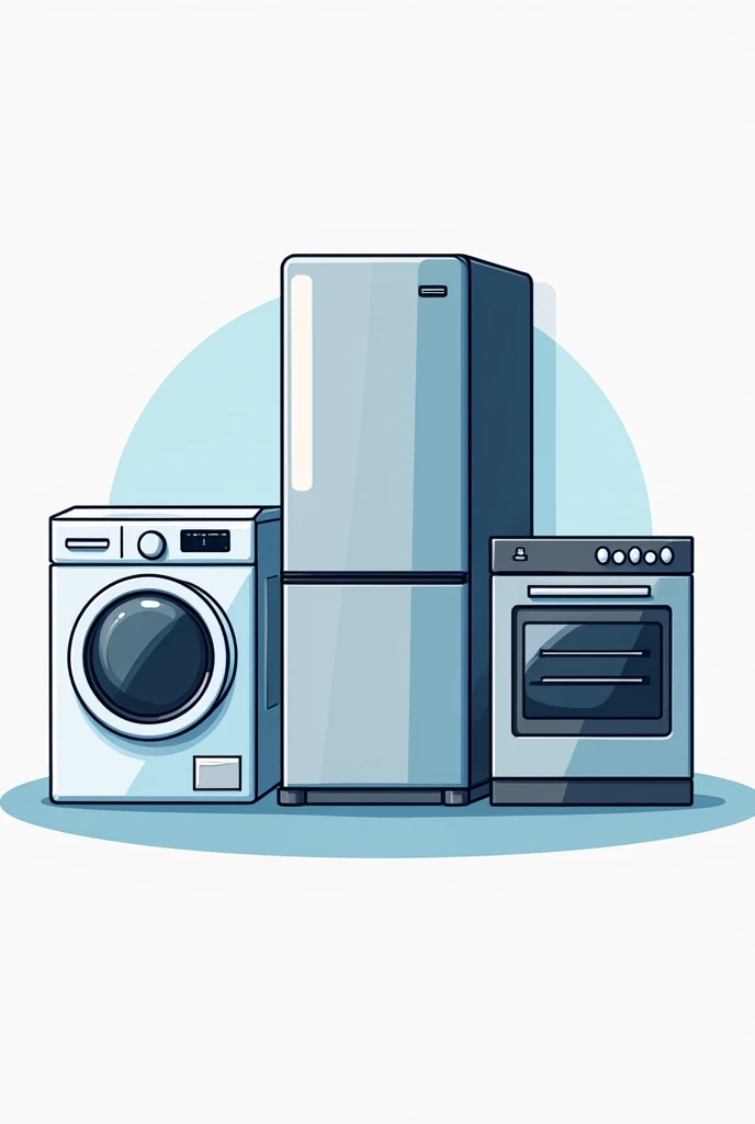 Logo for a home appliance spare parts store, refrigerator, washing machine and oven, without background
