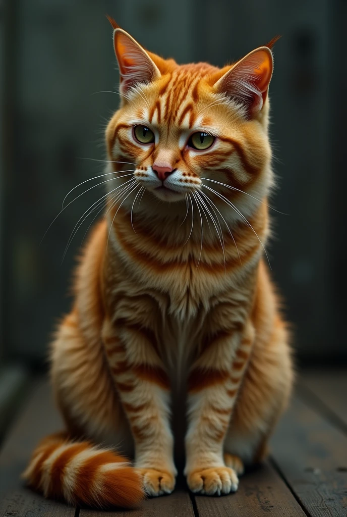 gothic cat , Orange , very sad and alone