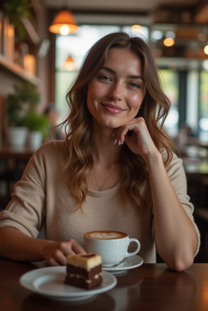Give me a woman in a cafe ns