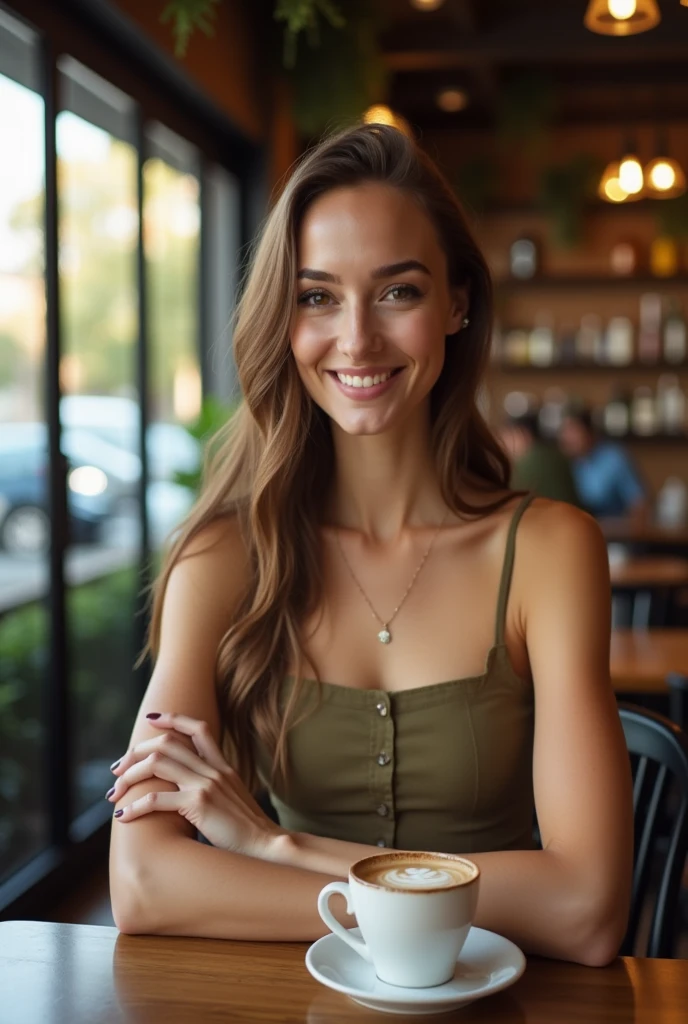 Give me a woman in a cafe ns