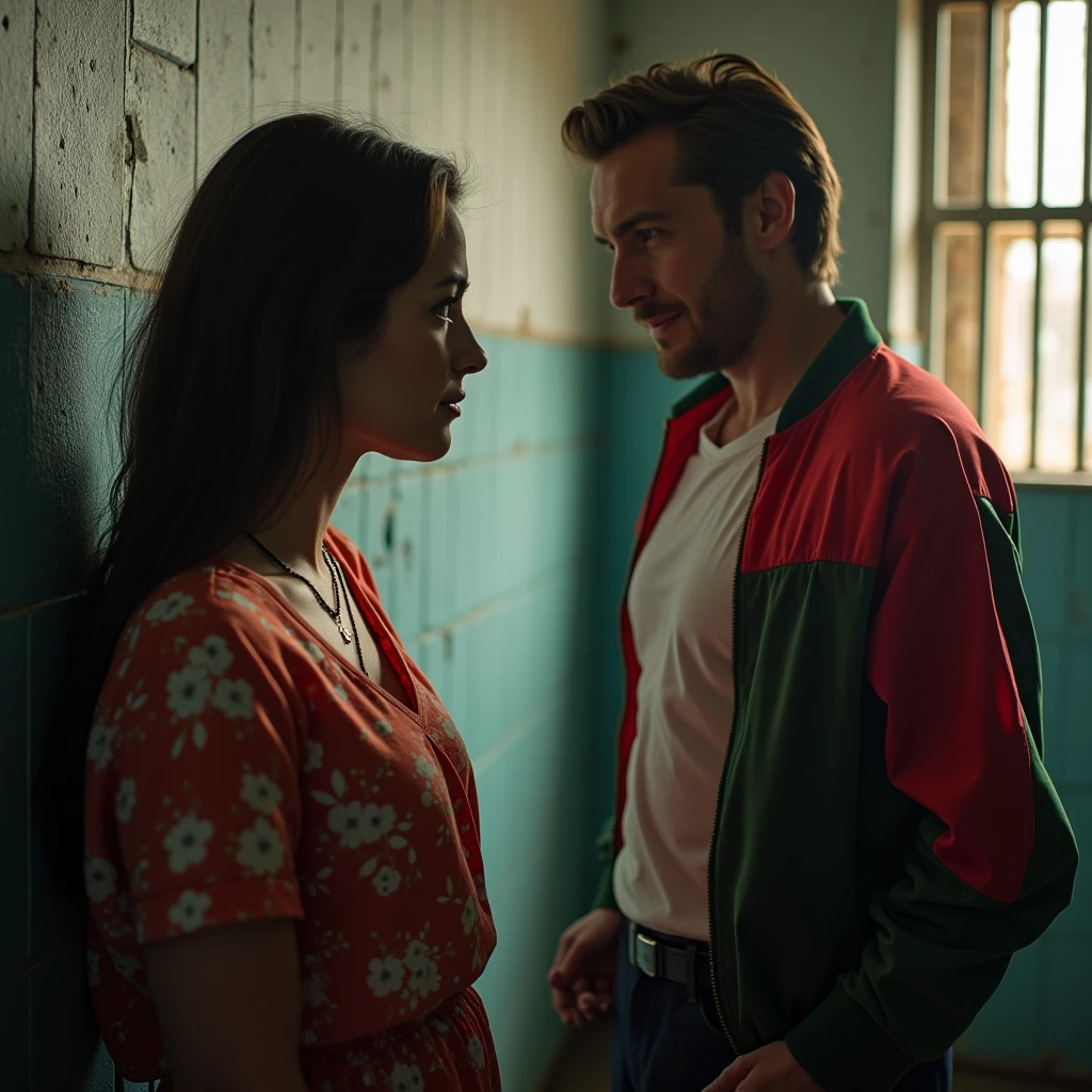 This same woman approaches a prisoner who has the Peruvian flag hidden under his jacket., Storieta style

