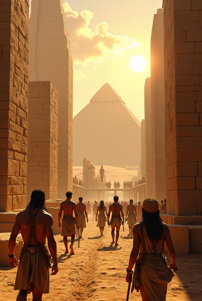 Create an image of who created the pyramids