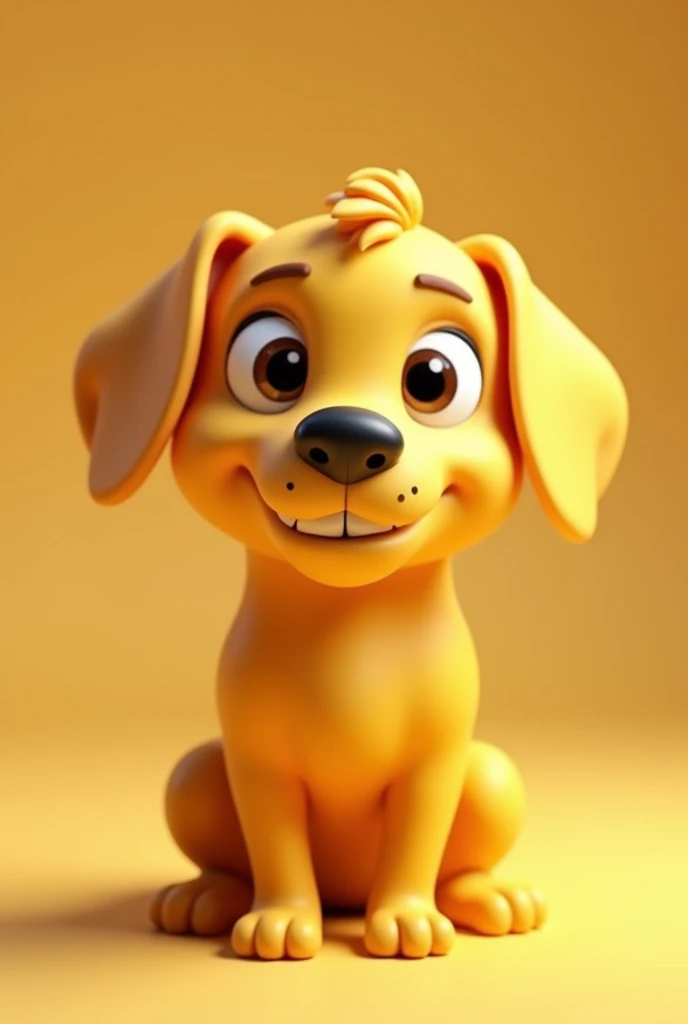 An adorable yellow dog with floppy ears, 3d pixar style