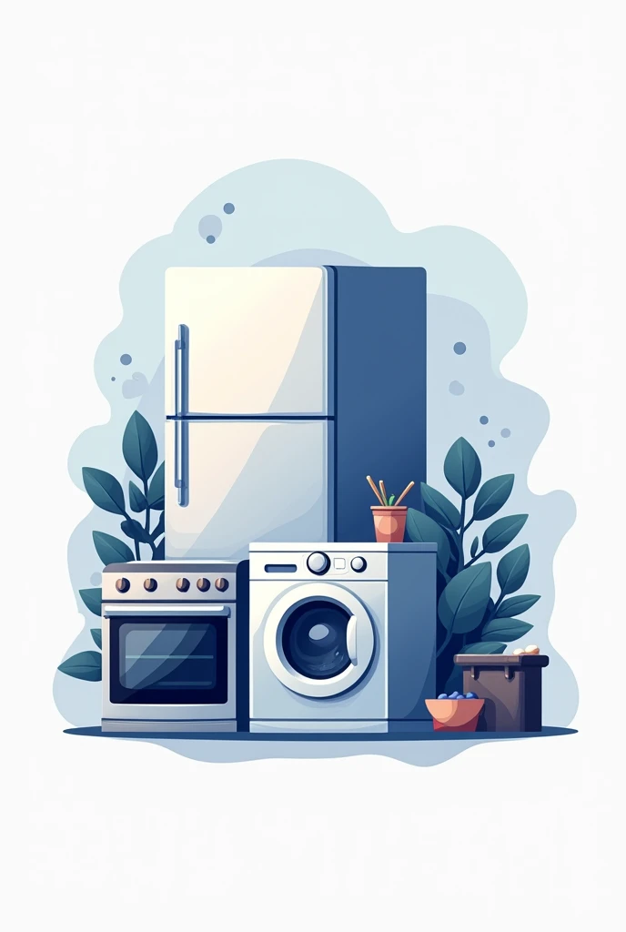 Logo for a home appliance spare parts store, refrigerator, washing machine and electricoven, without background