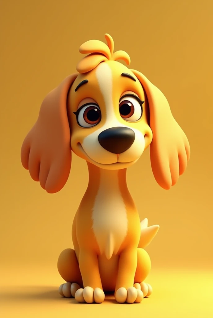 A lovely yellow dog, Scrawny, with floppy ears, 3d pixar style

