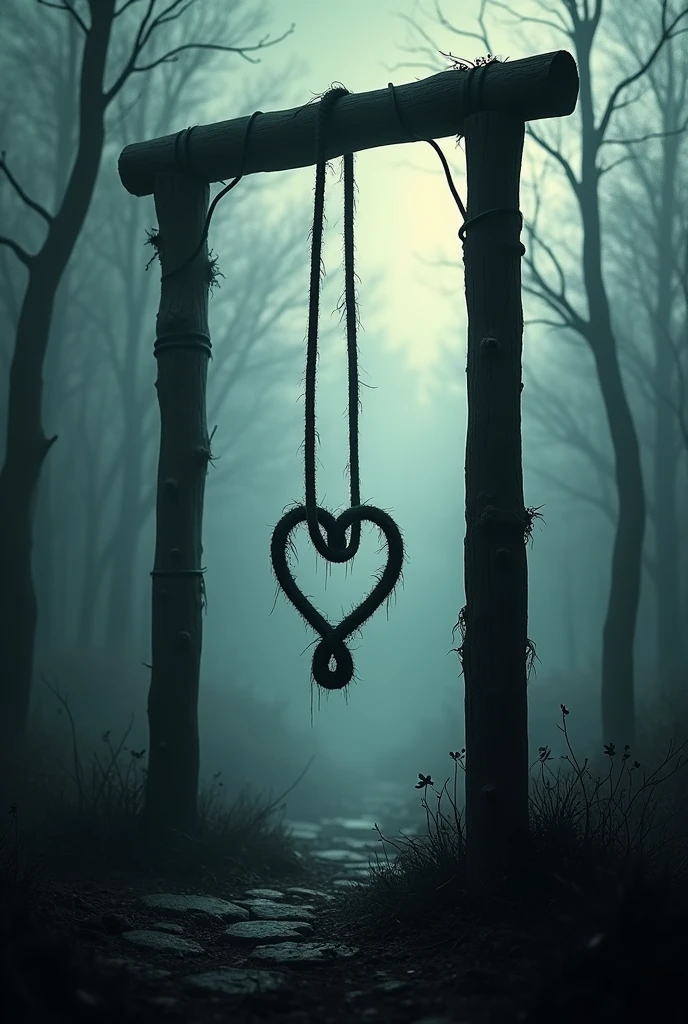 
Cover of a book called "love or the gallows"
I don&#39;t want people to appear, only the gallows as such and that the rope has a heart