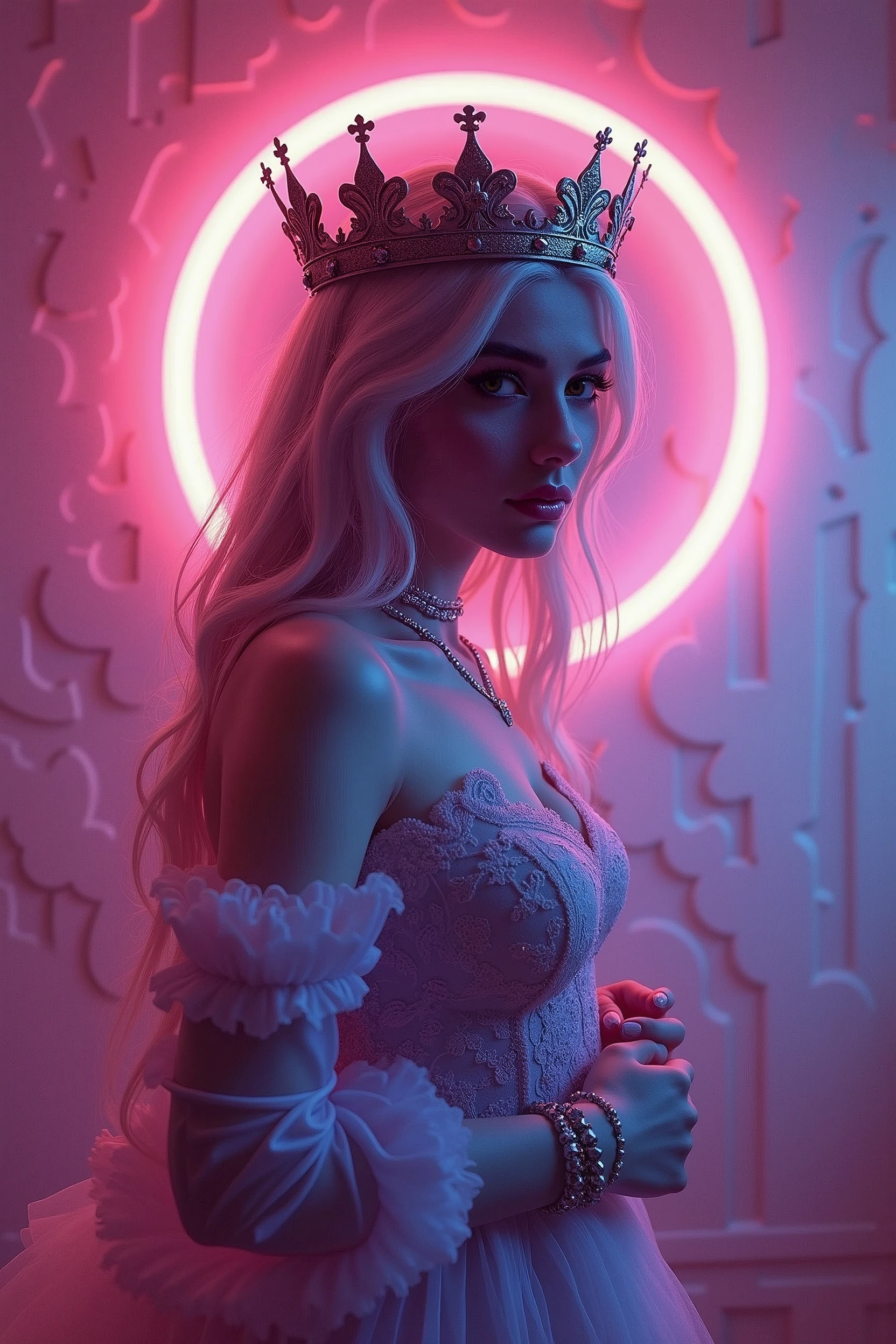 chiaroscuro technique on sensual illustration of an queen of cups, vintage queen, eerie, matte painting, by Hannah Dale, by Harumi Hironaka, extremely soft colors, hint of cyan vibrant, highly detailed, digital artwork, high contrast, dramatic, refined, tonal, highest quality,anatomy correct,ultra-wide-angle,depth of fields