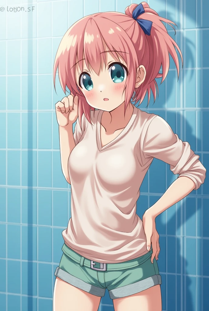 Meilin Hawk、Red-haired、Beautiful eyes、very large udder、huge tit、爆乳、barechested、unwear、Beautiful light pink nipples with erections、Beautiful light pink areola、Beautiful、(Shower head over head)、(((( Hot water is coming out of the shower head、Meiling Hawk taking a shower、Shower on the chest ))))、beauty legs、bathroom、sodden、blushed face、Moist eyes、Thinly opened mouth、Drops of water on the nipples、